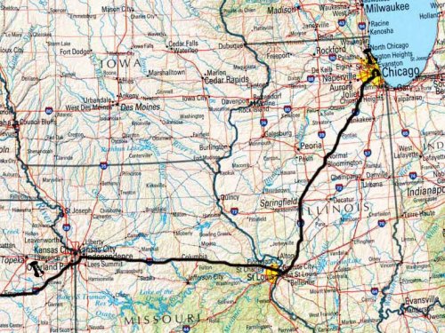 Our route across Missouri and Illinois. USA (2007)