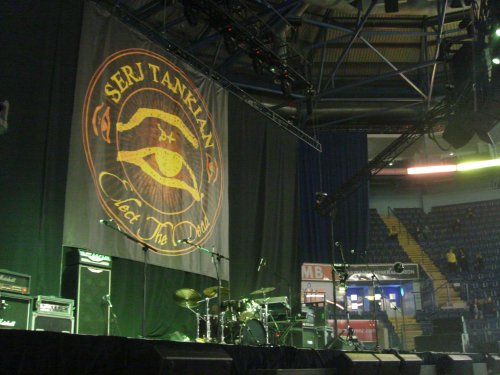 Waiting for the support band, Serj Tankian, to take to the stage. They've got a new album, 