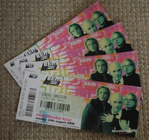 The R.E.M. tickets were £45 each + £5 handling fee! Pretty expensive, but they don't tour very often, so we had to go. Manchester (2008)