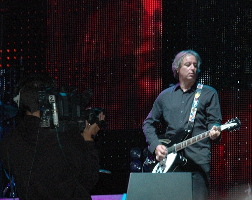 The band were filmed for the big screens at the side of the stage, so the people at the back could see what was going on. Manchester (2008)