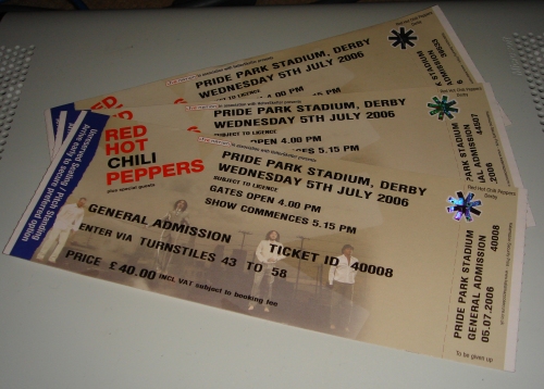 The all important tickets, photographed on top of a Xbox 360, Derby (2006)