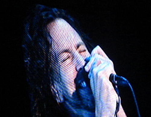 Eddie Vedders' big old mug on the big screen… he's nearly 40 you know! Reading (2006)