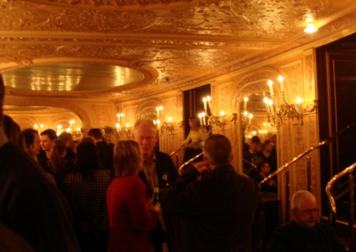 Inside the Palace Theatre, it was really busy in the bar, mainly standing room only, London (2006)
