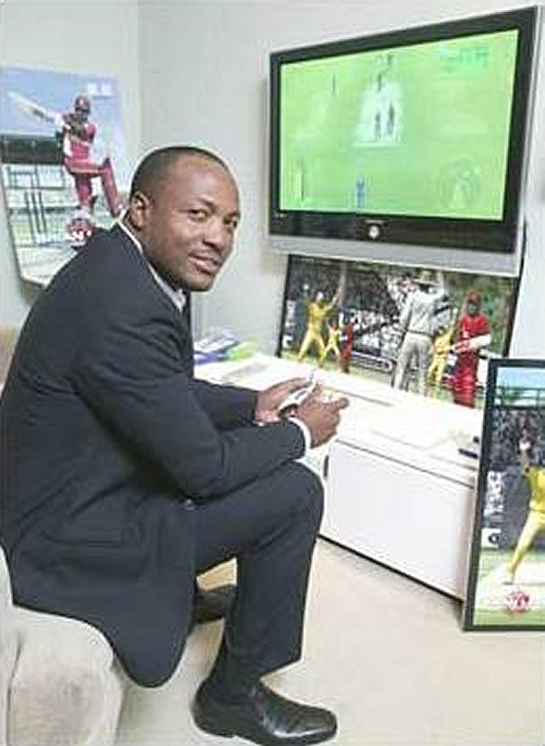 The man himself, Brian Lara, playing the game, taken from the Sun newspaper, UK (2007)