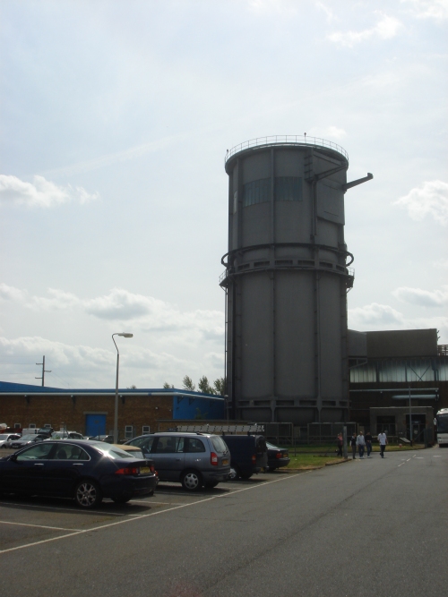 The huge tower where the magic happens. Inside at the top of the tower is where the skydiving takes place, huge fans at the base of the tower create the wind which makes the people float around at the top of the tower, Bedford (2007)
