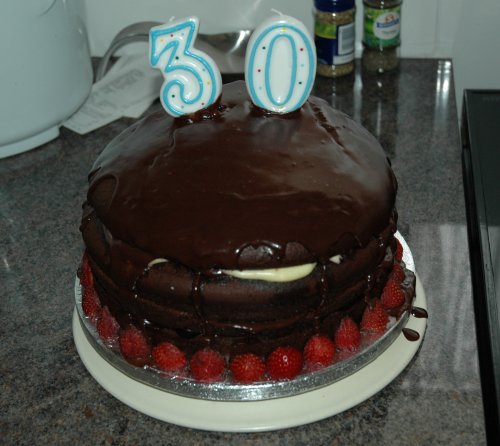 What a great Birthday cake the girlfriend made for me! It's as tall as it is wide! It looks like a frog with his tongue stuck out! Sutton-In-Ashfield (2007)