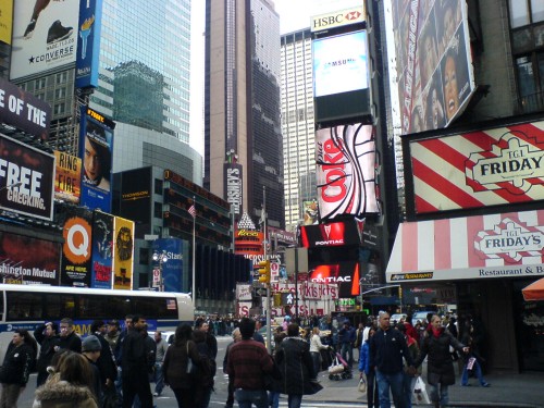 TGI Fridays at Times Square where I had a nice burger and chips, New York (2006)