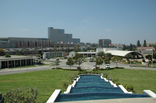The view of Hillside Memorial Park Cemetery where a few famous people are buried. Los Angeles (2007)