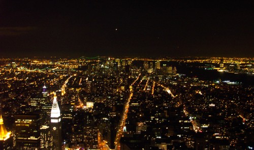 Downtown Manhattan at night time, taken from the Empire state building, New York (2006)