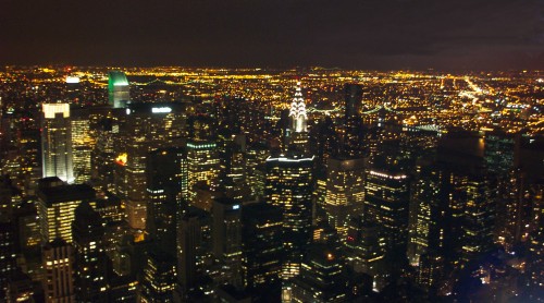 Uptown Manhattan at night time, taken from the Empire state building, New York (2006)