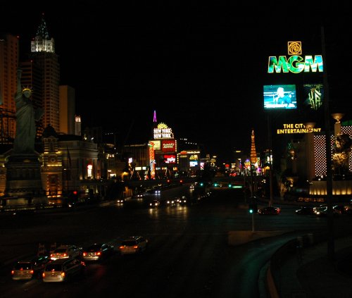 A view down the strip at night. Las Vegas (2007)