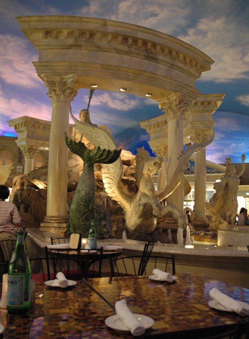 Waiting for our meal to arrive at a restaurant inside Caesars Palace. Nice air-conditioning. Las Vegas (2007)