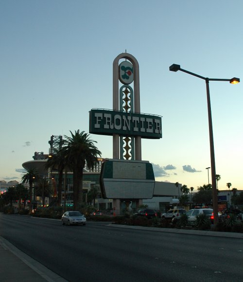 The Frontier casino and hotel no giant cowboy in sight it looks to have shut down, it will probably be replaced with another casino. Las Vegas (2007)