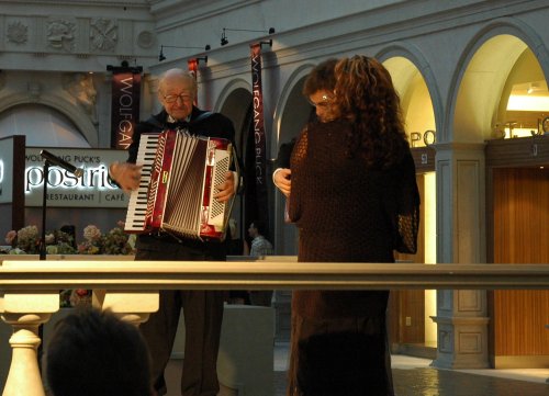 A talented old man plays some lovely music inside the Venetian hotel. Las Vegas (2007)