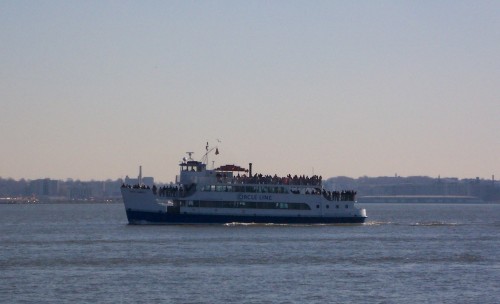 The Liberty/Ellis Island Ferry crossing the harbour, New York (2006)