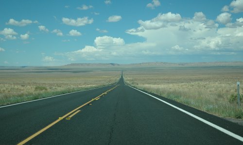 A long straight road unfortunately our Sat-Nav told us to leave this nice road and take a short cut down a sand desert road this is where disaster struck! Arizona (2007)