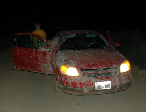 It was dark by the time we got the car towed out of the mud... and because yanking the car out of the mud knackered the wheel balancing, everytime we went between 40-60mph the car shook like hell... all the way to Chicago. Arizona (2007)